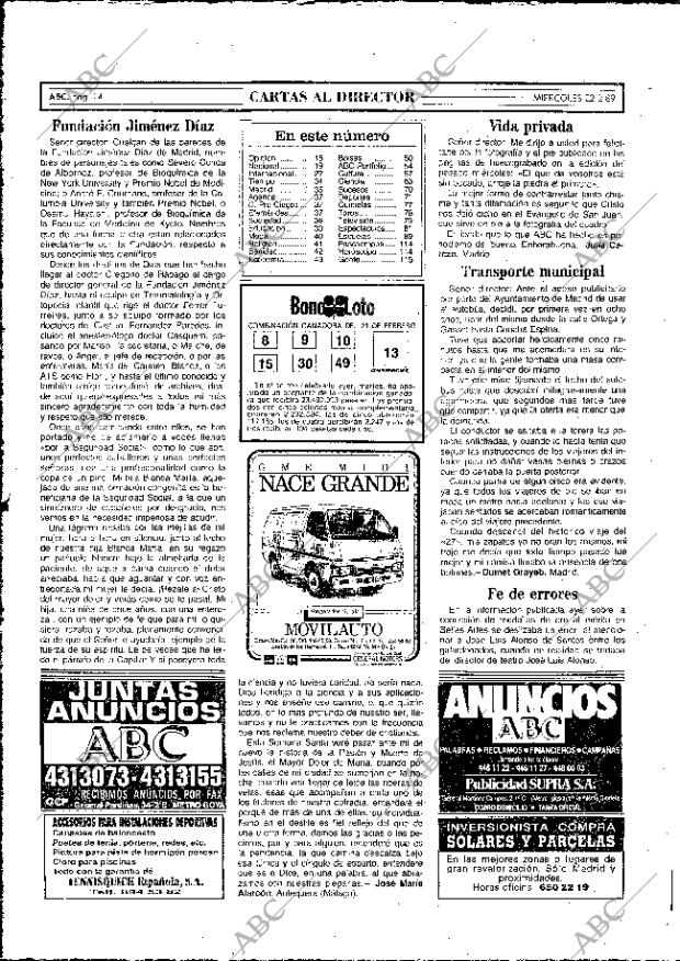 ABC MADRID 22-02-1989 página 14
