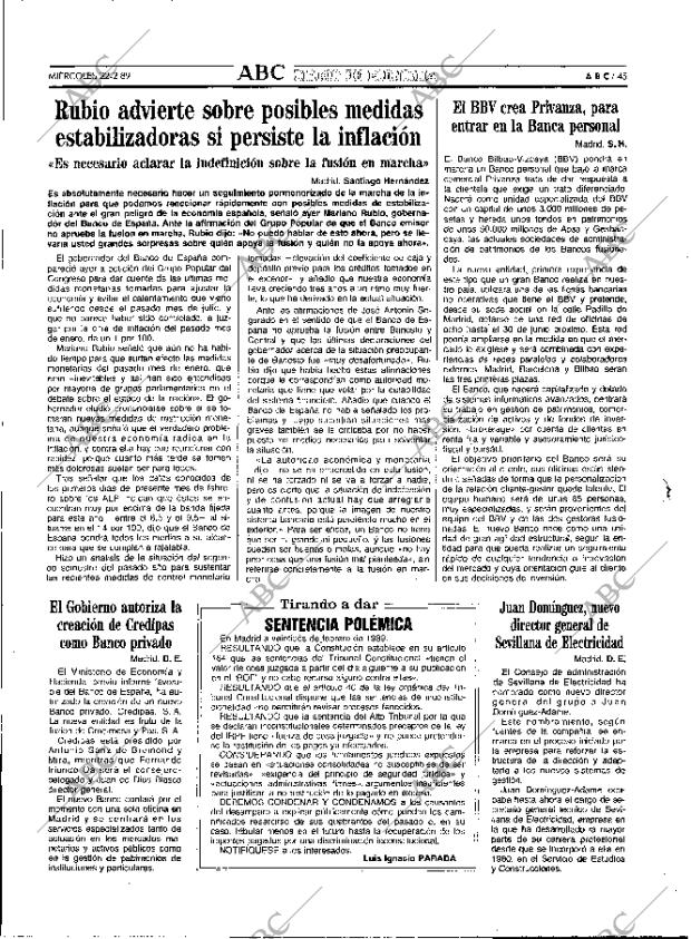 ABC MADRID 22-02-1989 página 45