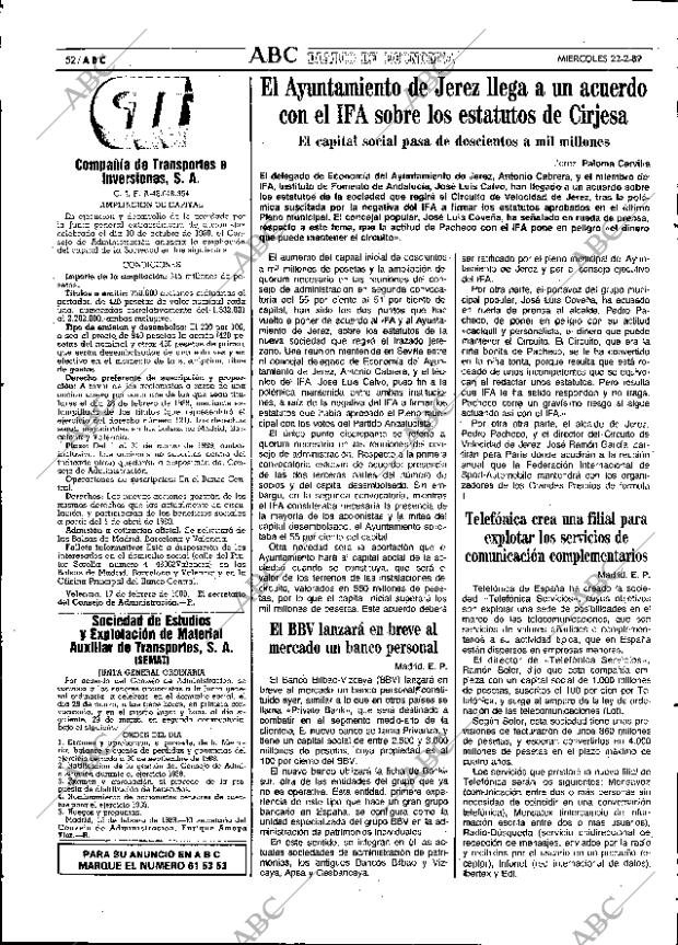 ABC SEVILLA 22-02-1989 página 52