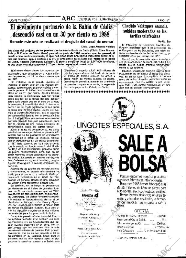 ABC SEVILLA 23-02-1989 página 47