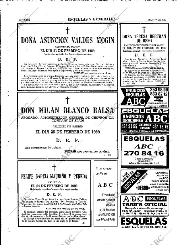 ABC MADRID 28-02-1989 página 94