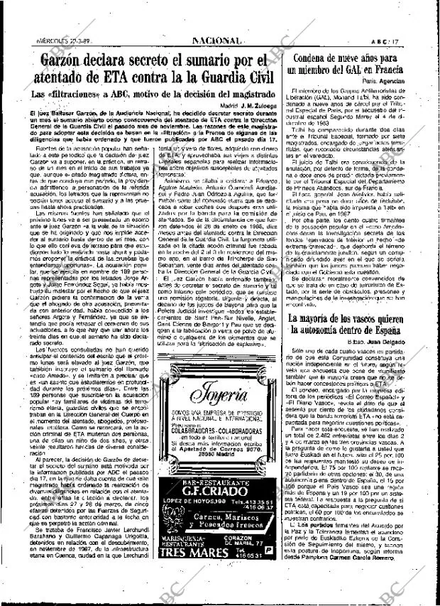 ABC MADRID 22-03-1989 página 17