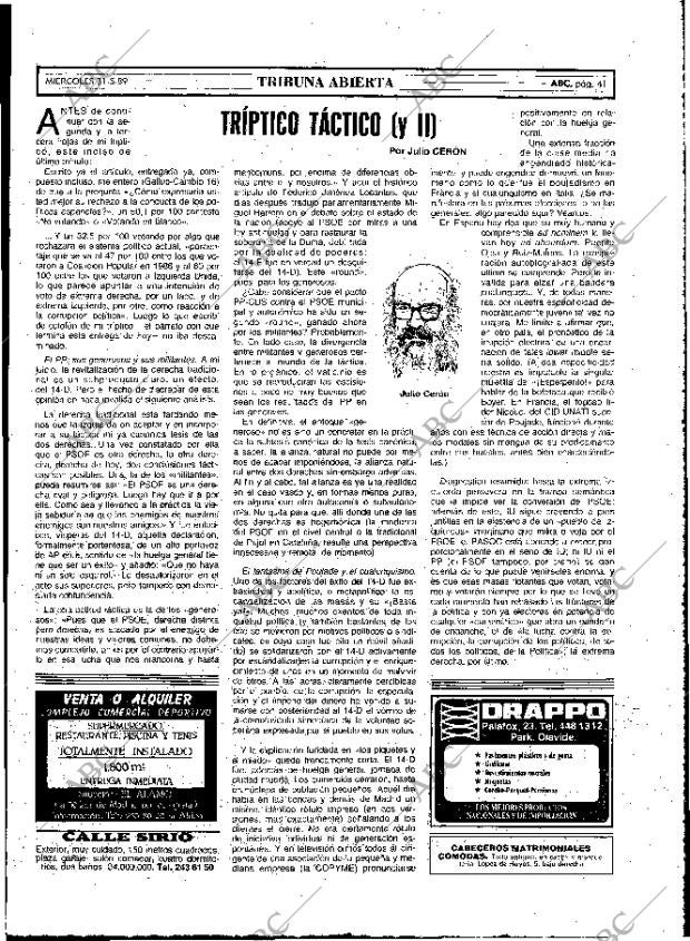 ABC MADRID 31-05-1989 página 41