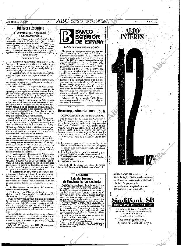 ABC MADRID 31-05-1989 página 73