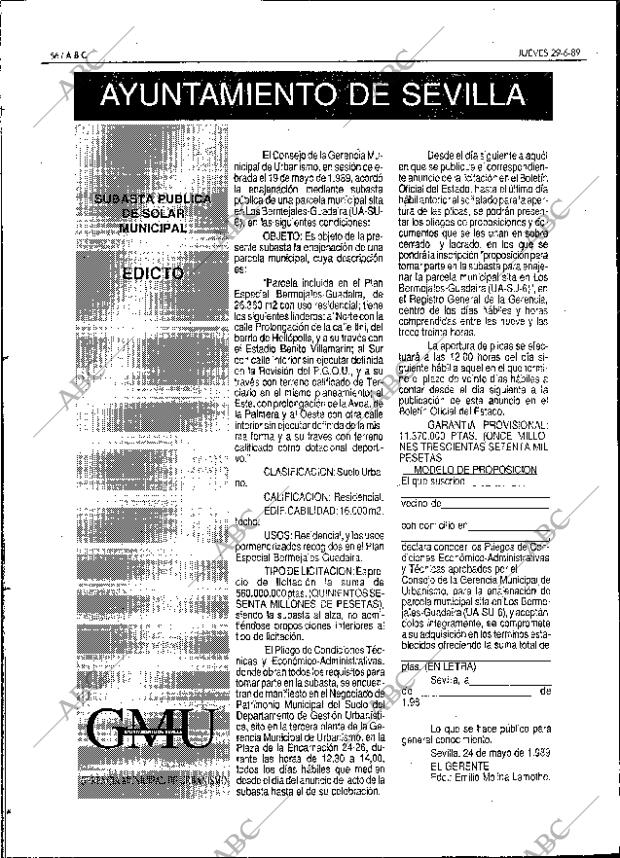 ABC SEVILLA 29-06-1989 página 56
