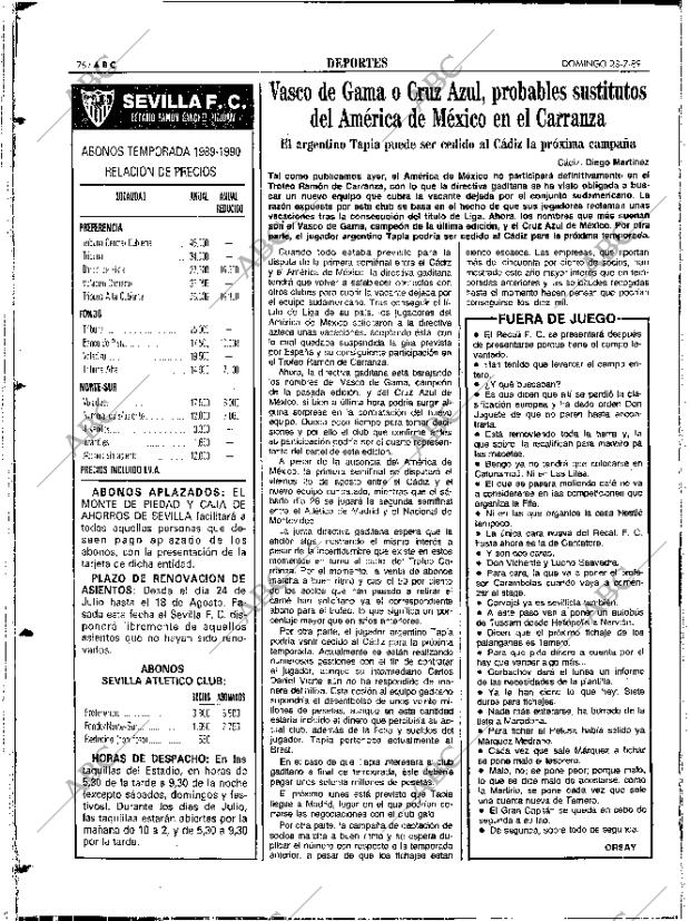 ABC SEVILLA 23-07-1989 página 76