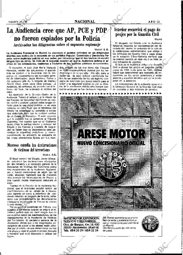 ABC MADRID 28-07-1989 página 23