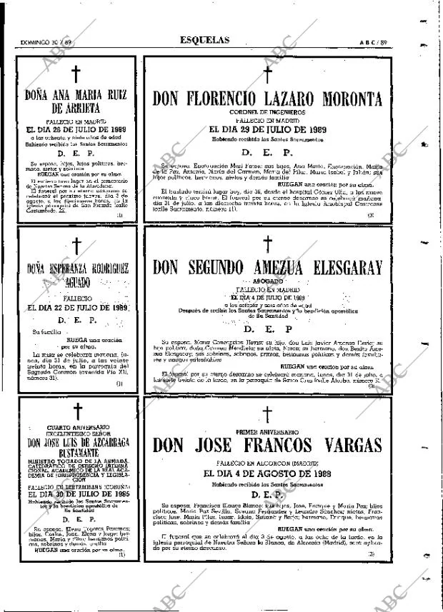 ABC MADRID 30-07-1989 página 89