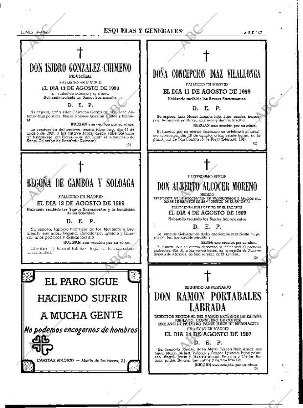 ABC MADRID 14-08-1989 página 67