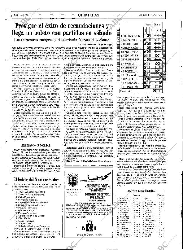 ABC MADRID 25-10-1989 página 92