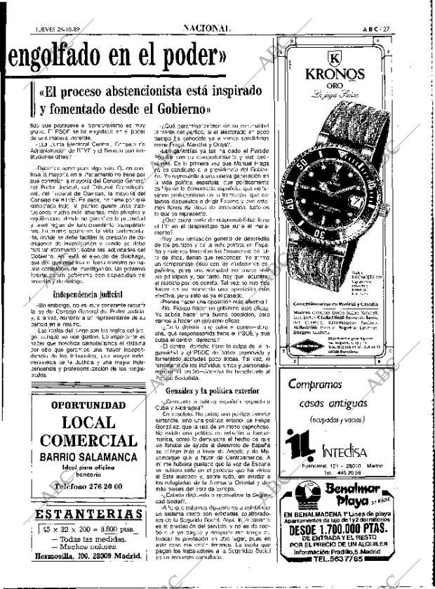 ABC MADRID 26-10-1989 página 27