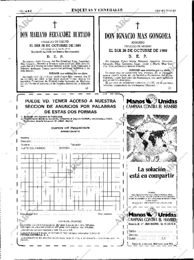 ABC MADRID 27-10-1989 página 110
