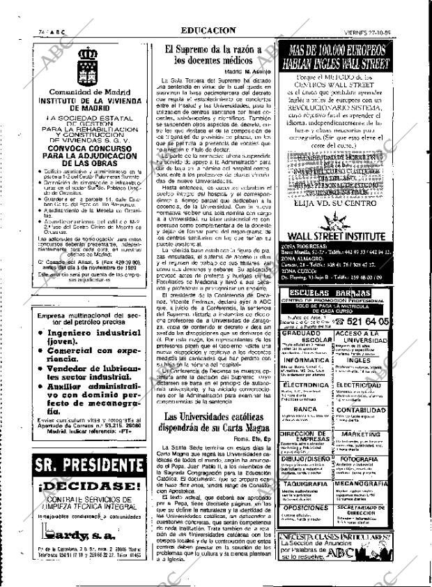 ABC MADRID 27-10-1989 página 74