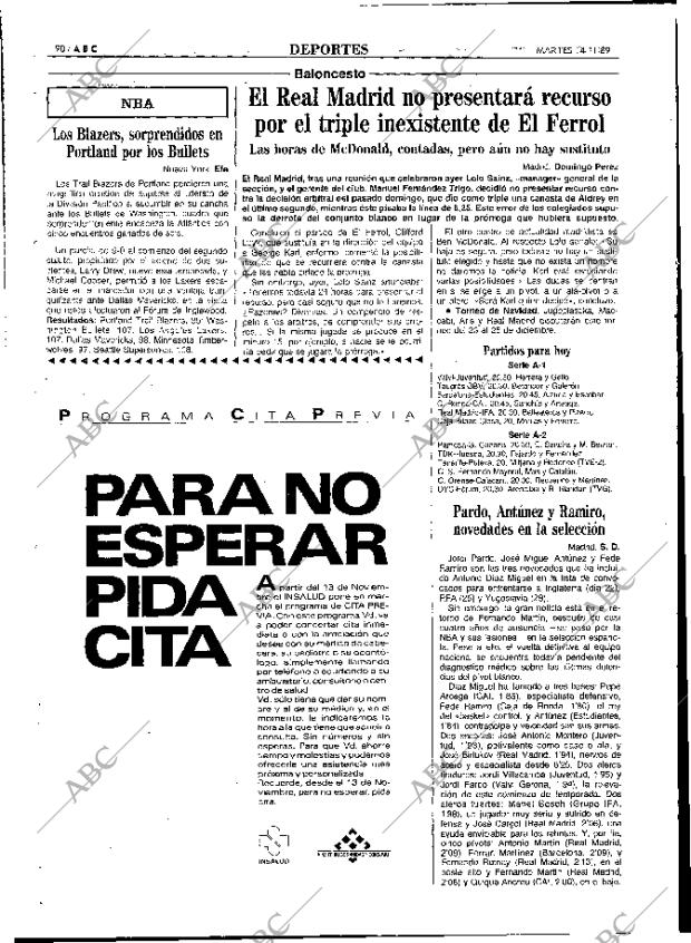 ABC MADRID 14-11-1989 página 90