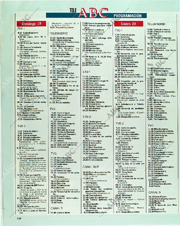 BLANCO Y NEGRO MADRID 19-11-1989 página 150