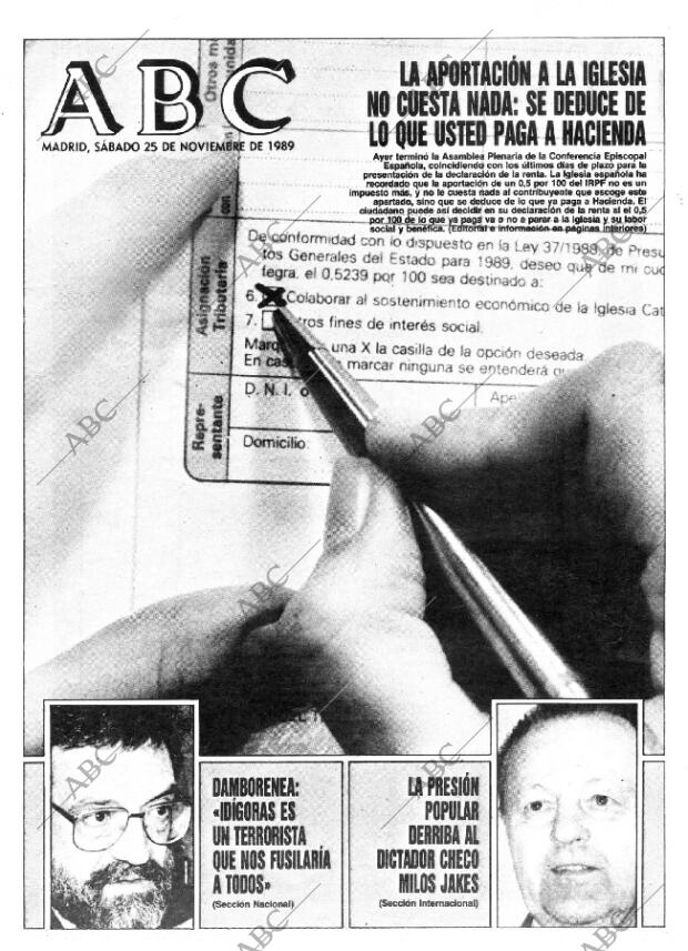 ABC MADRID 25-11-1989 página 1