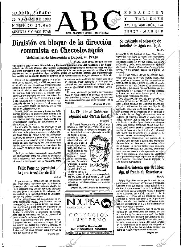 ABC MADRID 25-11-1989 página 15