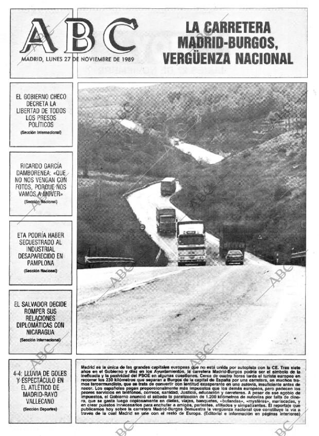 ABC MADRID 27-11-1989 página 1