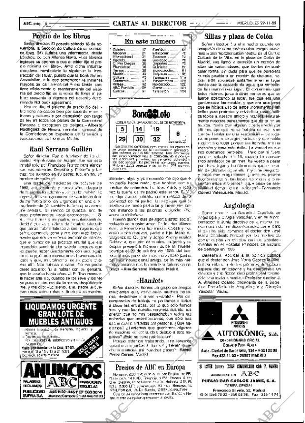 ABC MADRID 29-11-1989 página 16