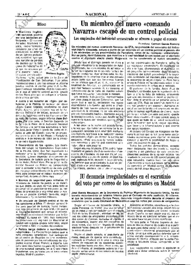 ABC MADRID 29-11-1989 página 28