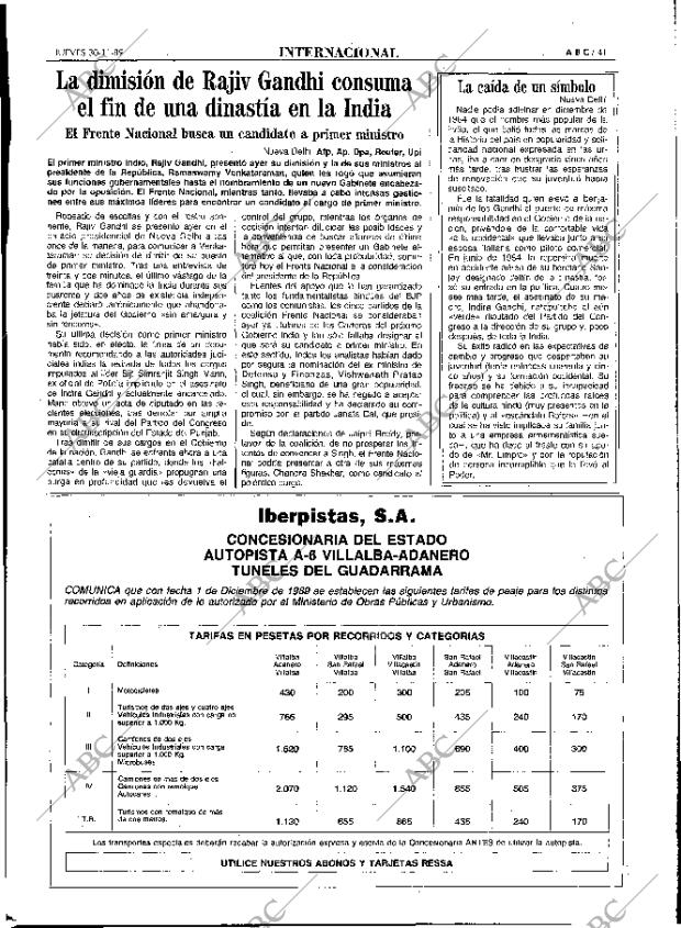 ABC MADRID 30-11-1989 página 41