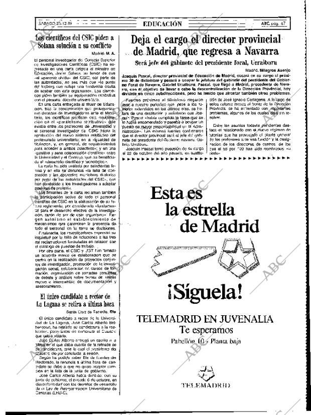 ABC MADRID 23-12-1989 página 67