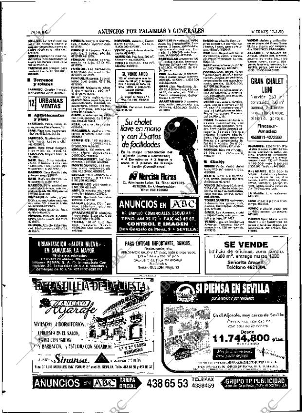 ABC SEVILLA 12-01-1990 página 74