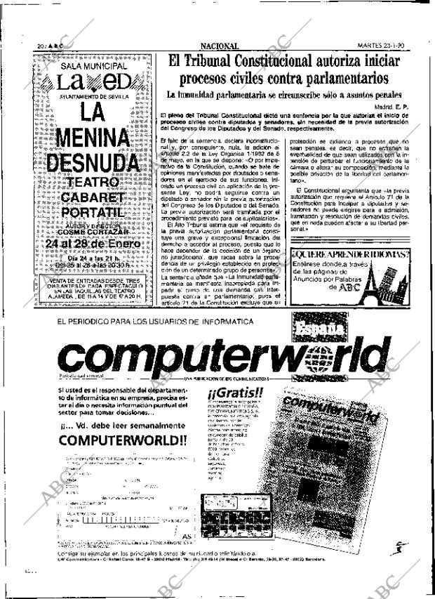 ABC SEVILLA 23-01-1990 página 20