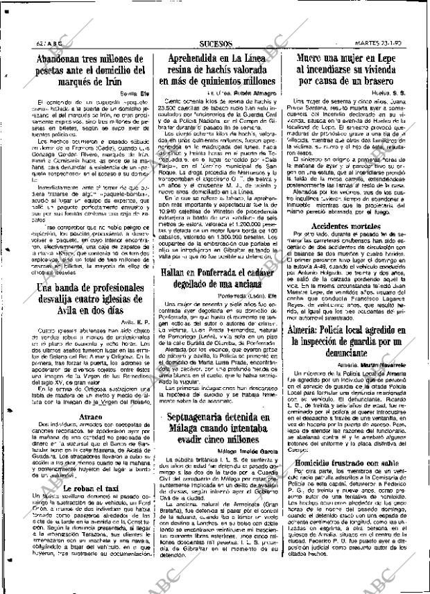 ABC SEVILLA 23-01-1990 página 62