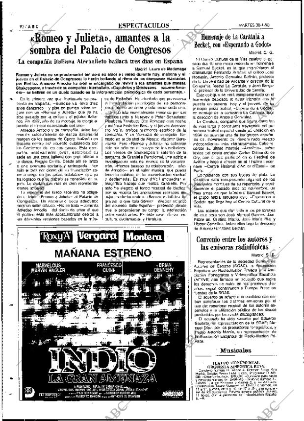 ABC MADRID 30-01-1990 página 90