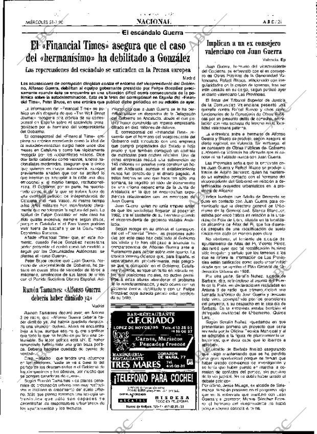 ABC MADRID 31-01-1990 página 21