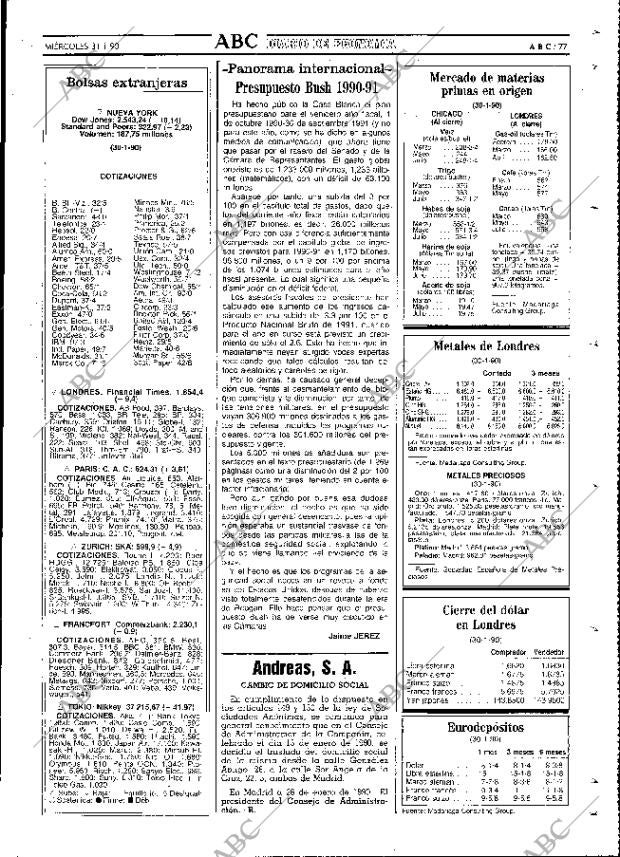 ABC MADRID 31-01-1990 página 77