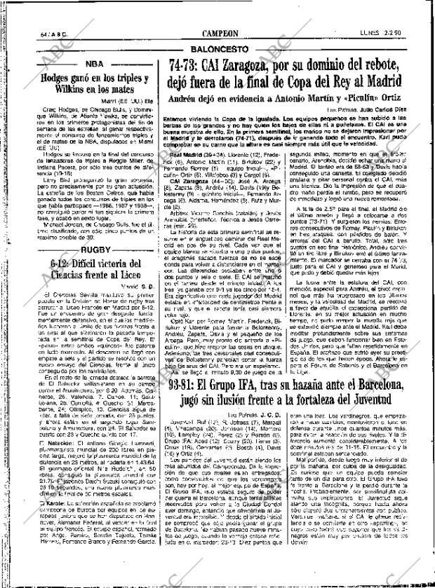 ABC SEVILLA 12-02-1990 página 64