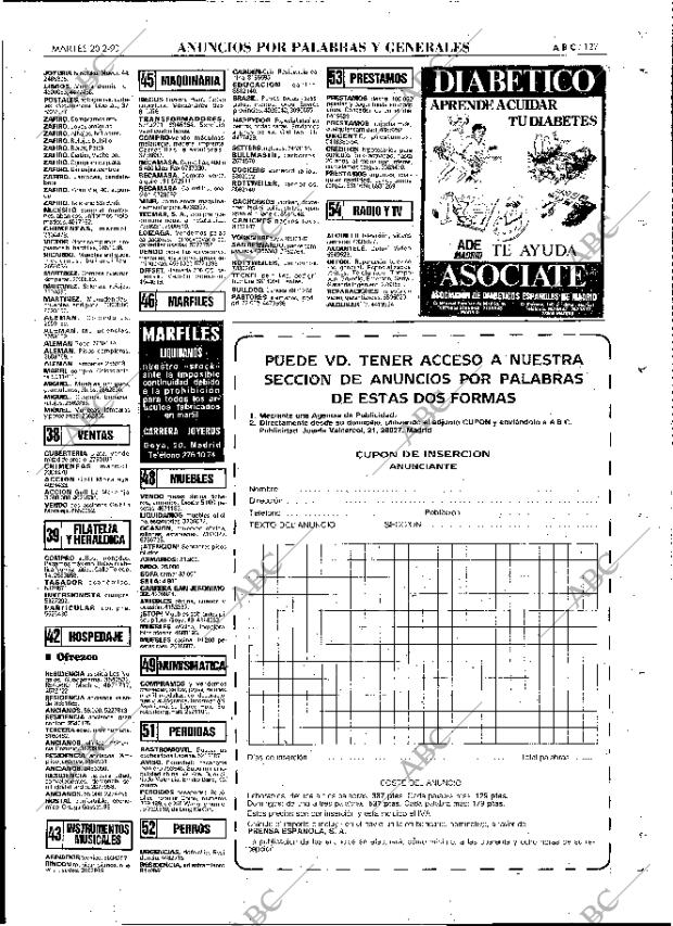 ABC MADRID 20-02-1990 página 127