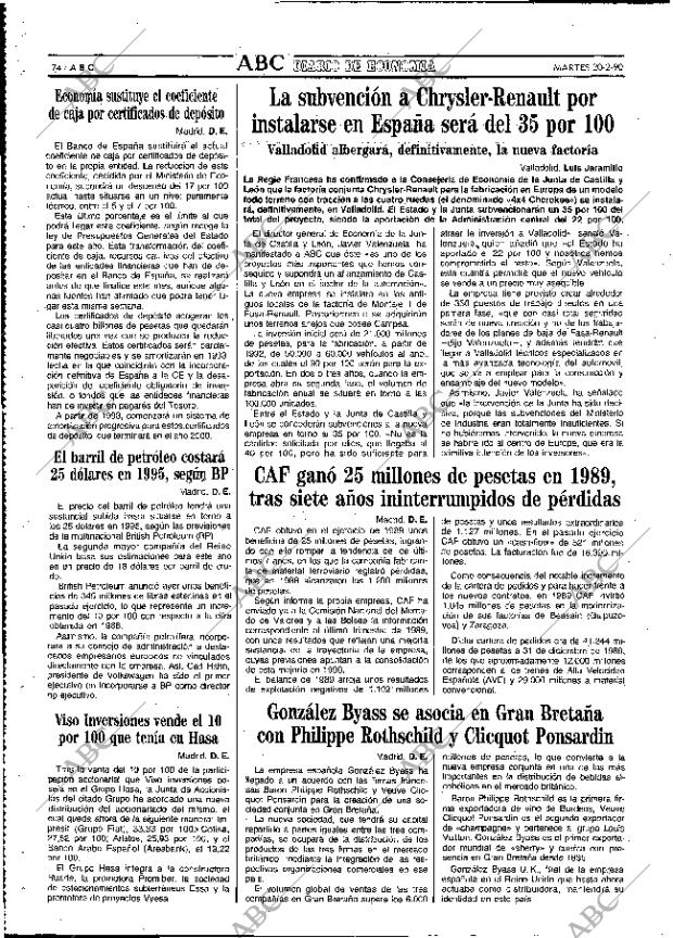 ABC MADRID 20-02-1990 página 74