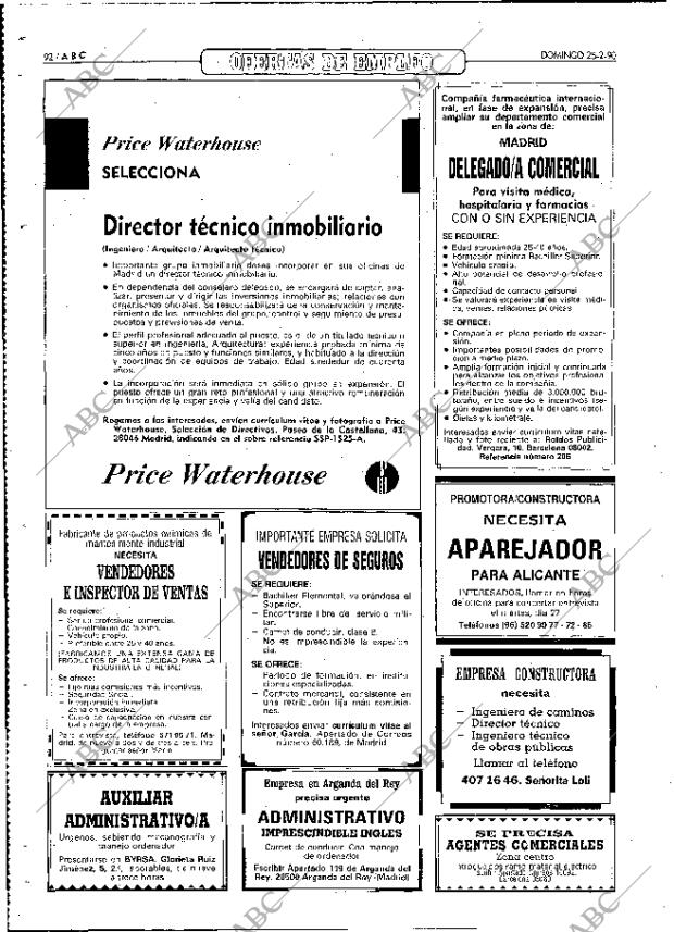 ABC MADRID 25-02-1990 página 92