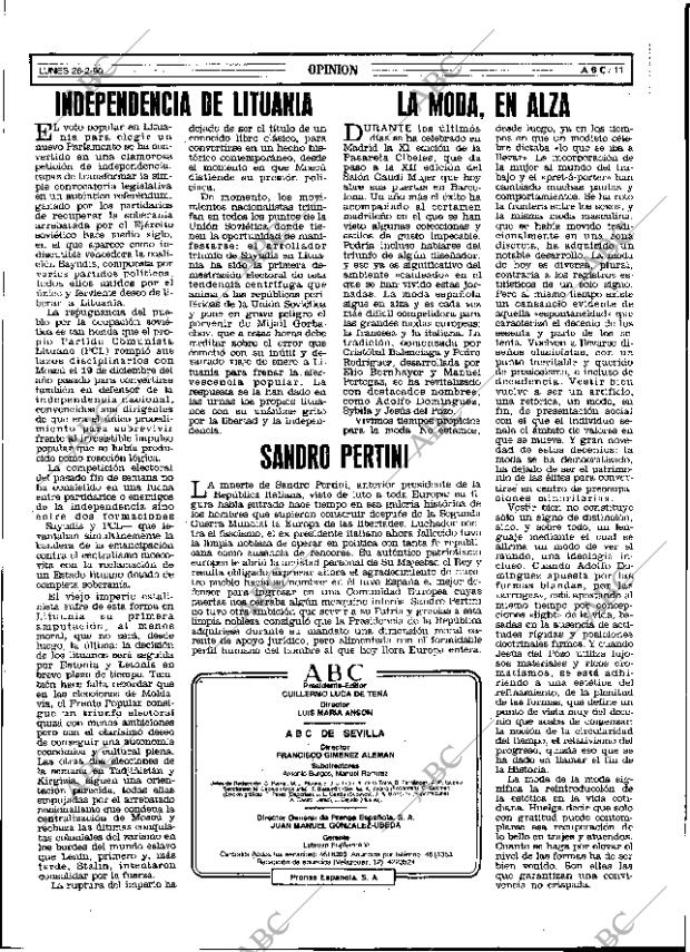 ABC SEVILLA 26-02-1990 página 11