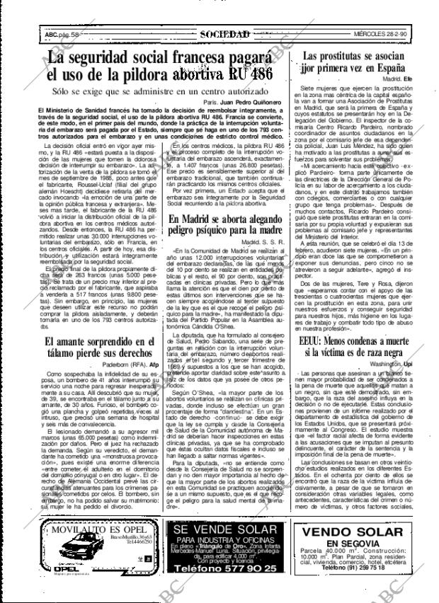 ABC MADRID 28-02-1990 página 58