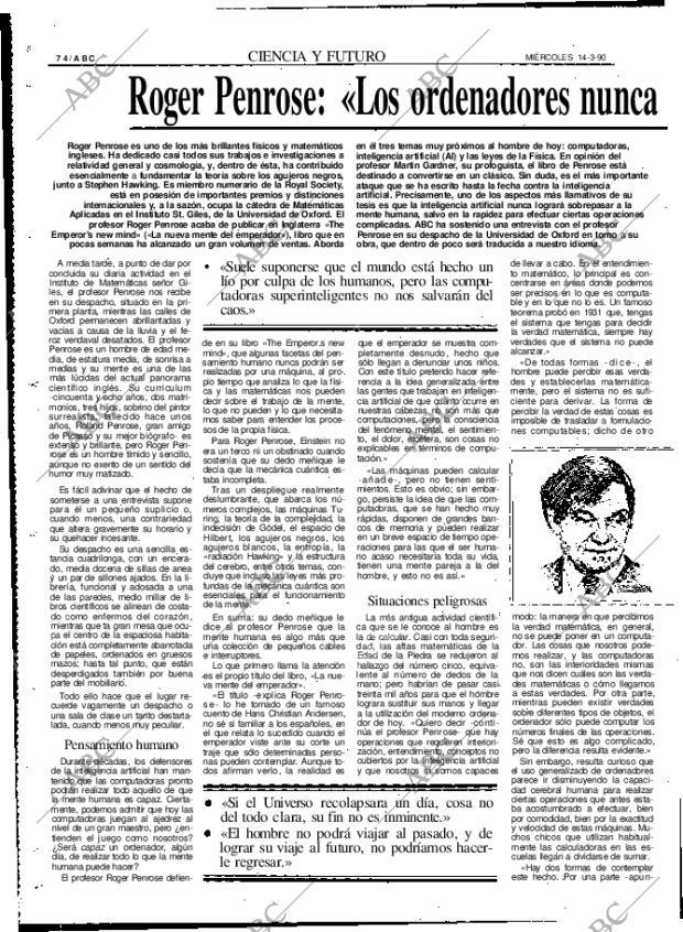 ABC MADRID 14-03-1990 página 74