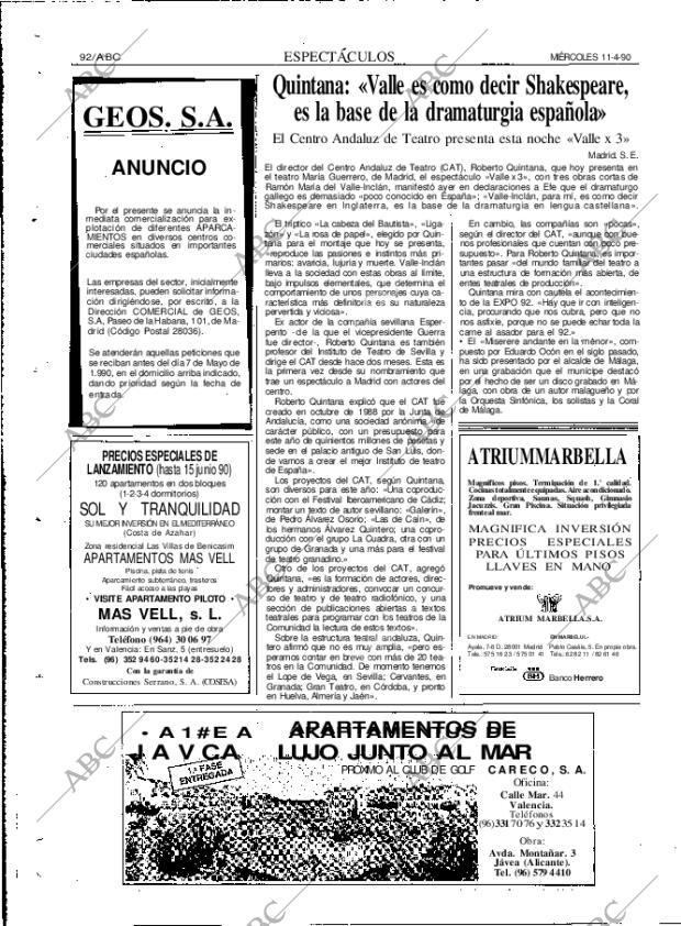 ABC MADRID 11-04-1990 página 92
