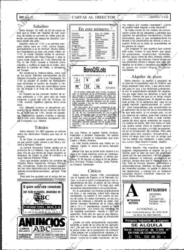 ABC MADRID 17-04-1990 página 20