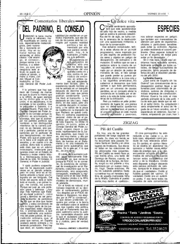 ABC MADRID 20-04-1990 página 20
