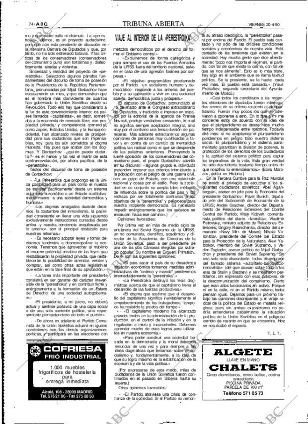 ABC MADRID 20-04-1990 página 74