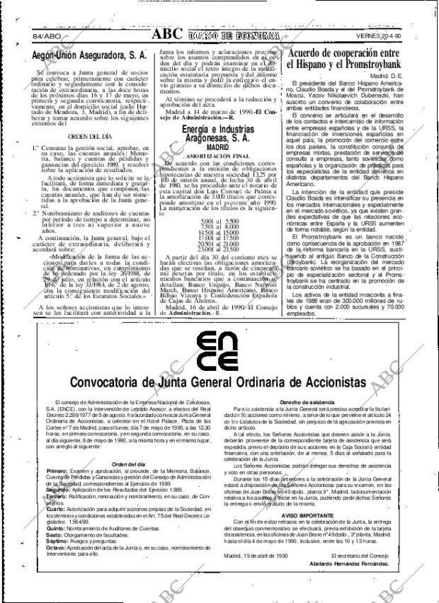 ABC MADRID 20-04-1990 página 84