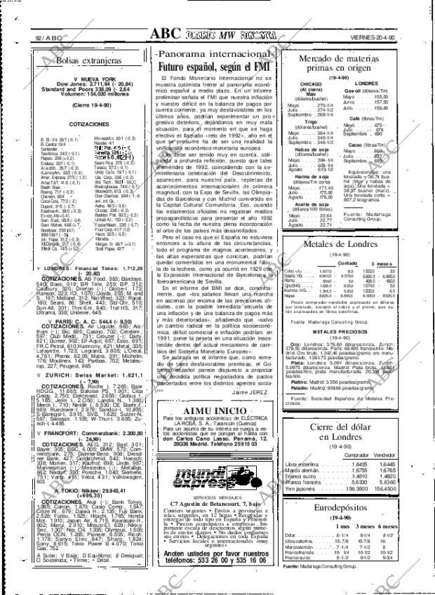 ABC MADRID 20-04-1990 página 92