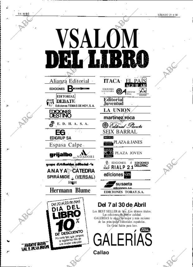 ABC MADRID 21-04-1990 página 94