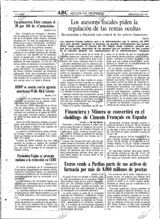 ABC MADRID 25-04-1990 página 80