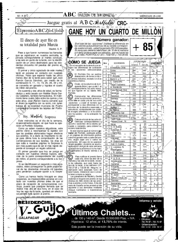 ABC MADRID 25-04-1990 página 92