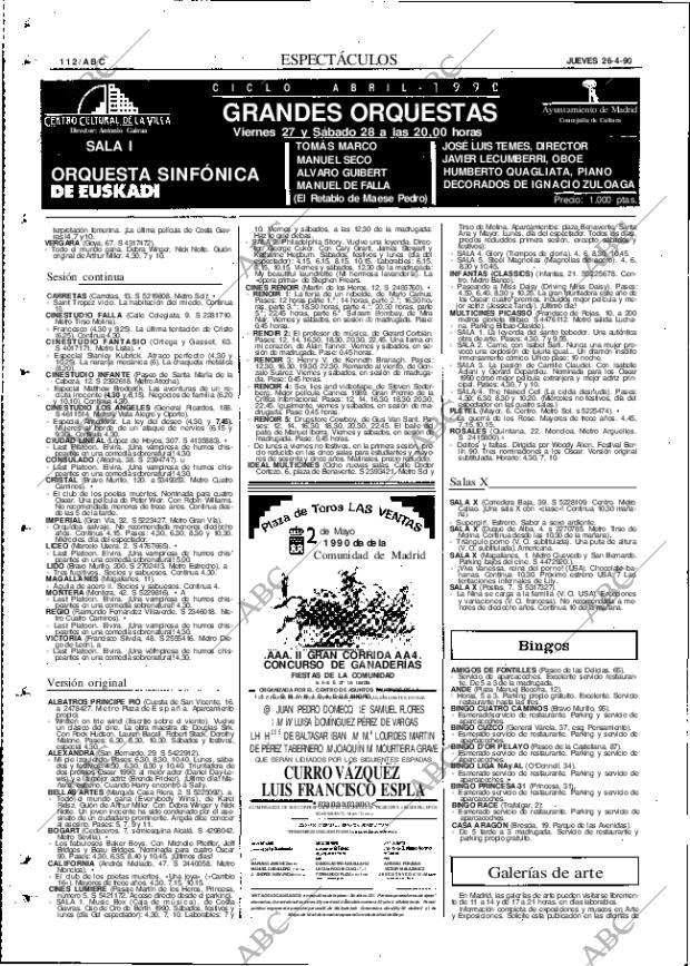 ABC MADRID 26-04-1990 página 112