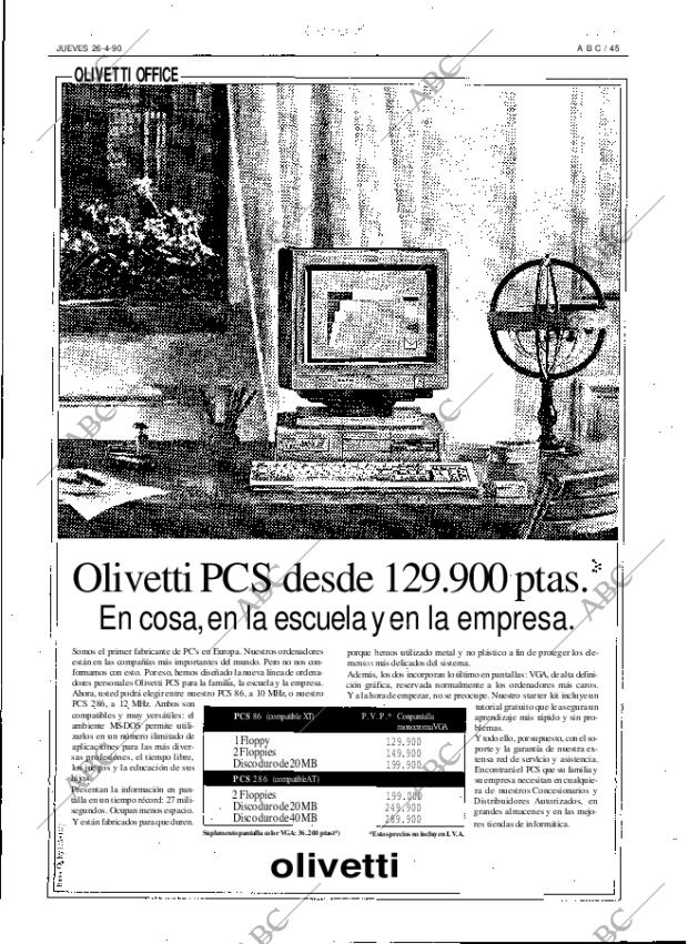 ABC MADRID 26-04-1990 página 45